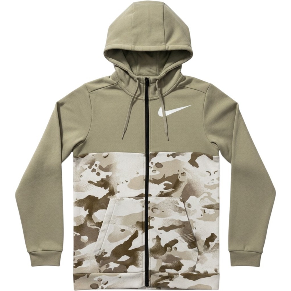 Nike Full Zip Hoodie Small Khaki Desert Camo Dri-FIT Streetwear Gorpcore